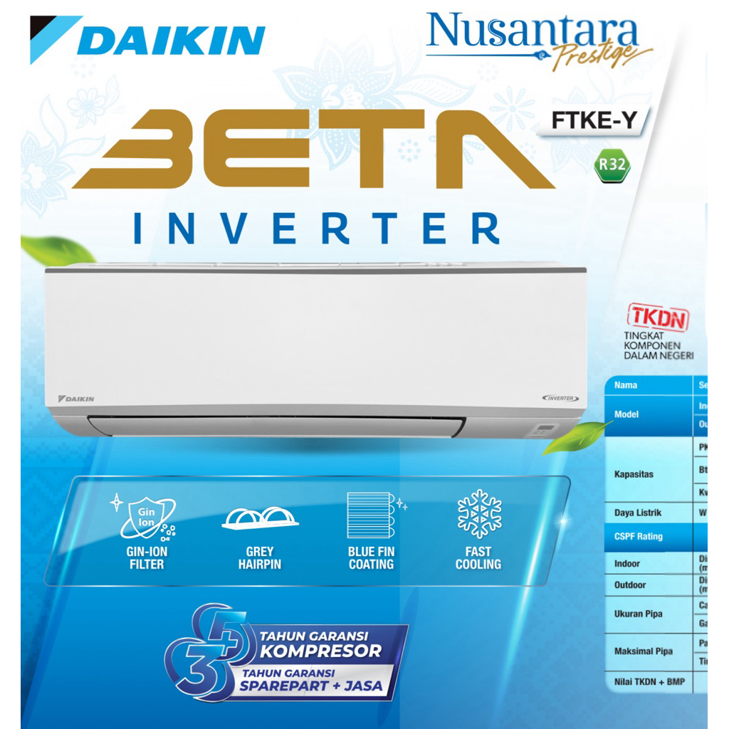 Daikin AC 0.5 PK FTKE 15YV14 / FTKE15YV14 / STKE15YV 1/2 PK - Beta Inverter - R32 - Fast Cooling