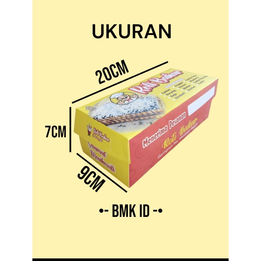 

100 Lembar Kertas Kemasan Roti Bakar Ivory Ukuran 20x9x7 cm / box roti bakar / dus roti bakar / wadah roti bakar / kotak roti bakar murah