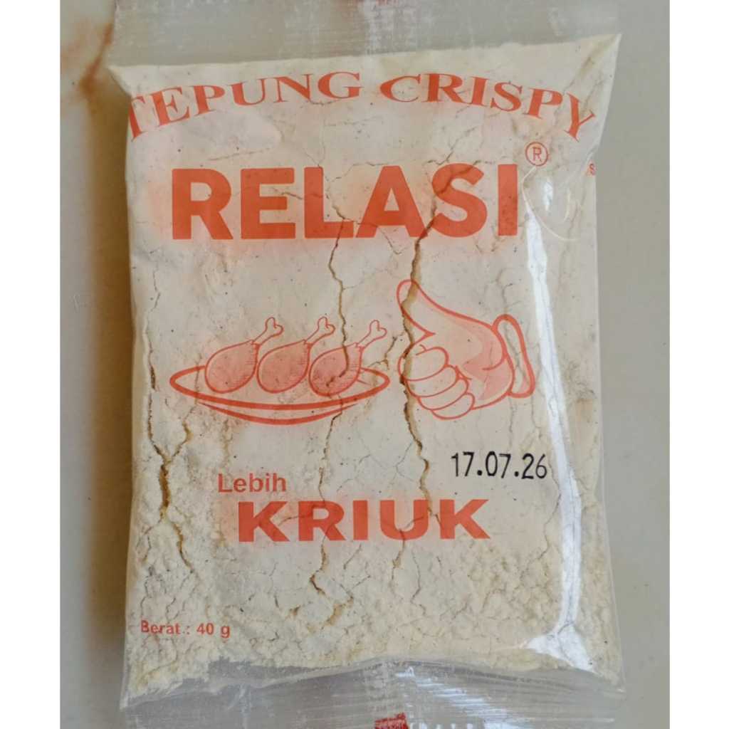 

Tepung krispy kriuk renyah cap "Relasi Jempol" 40 gr (1 pack isi 10 bungkus) free centong nasi