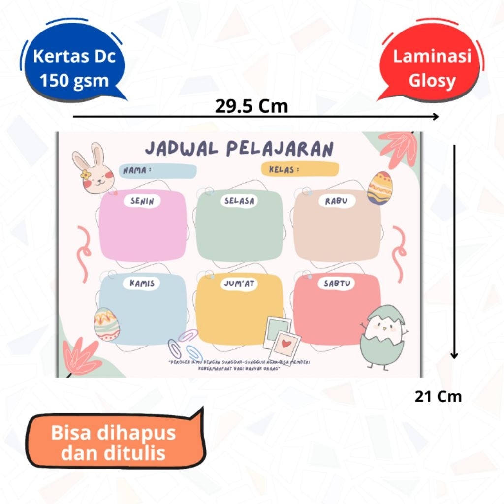 

Poster Jadwal Pelajaran Anak A4