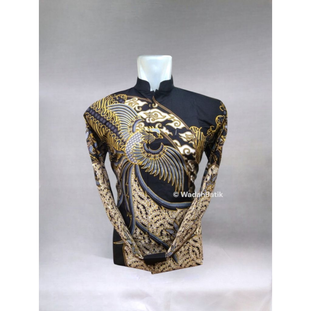 Batik Shanghai ✓ Batik kerah Shanghai | Batik kerah Koko | batik katun premium | batik warna emas