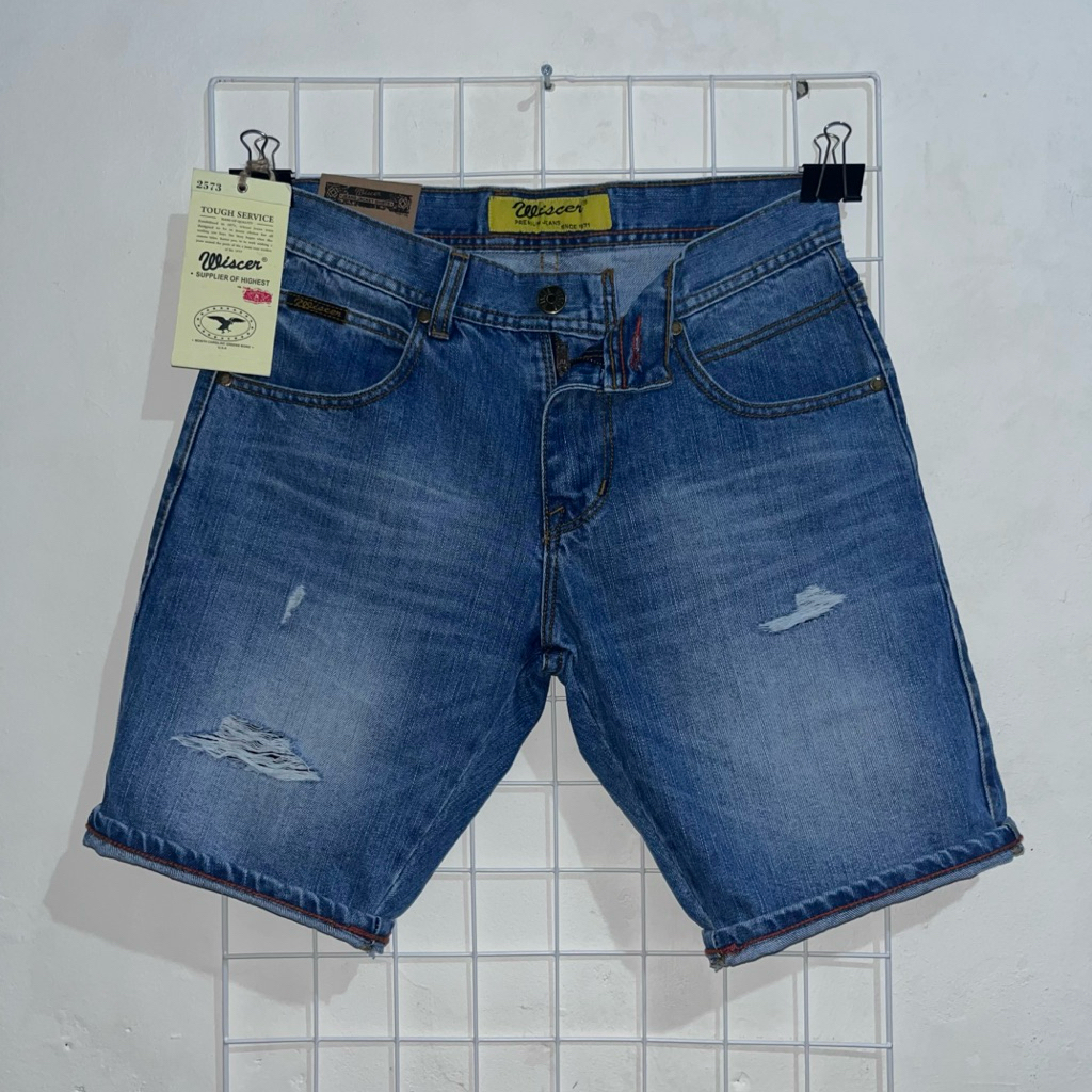 Celana Jeans Pendek Wiscer - Celana Pendek Sobek Pria - celana wiscer pendek original distro