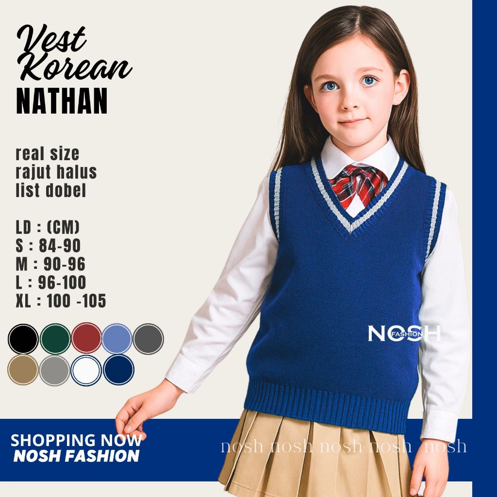 Rompi Rajut Seragam Anak Unisex Perempuan Laki Laki NOSHFashion / Vest Rajut Sekolah Gaya Korea