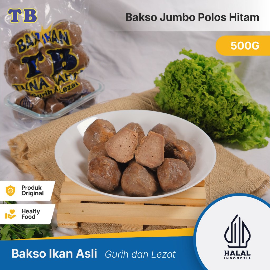 

Bakso Ikan Tuna Bahari Bandung Frozen Food - Baso Jumbo Polos Hitam Kuah Goreng - 10 Butir
