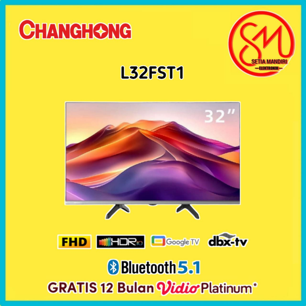 [Kargo]CHANGHONG Smart Google TV 32 Inch FHD Frameless-HDR10 Dolby Audio Port HDMI/USB NEW 2025/2026