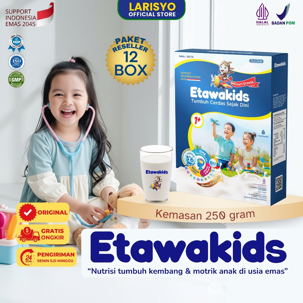 

Etawakids Platinum Susu Etawa Anak dengan Omega 3 & 6 untuk Daya Ingat & Fokus 12Box