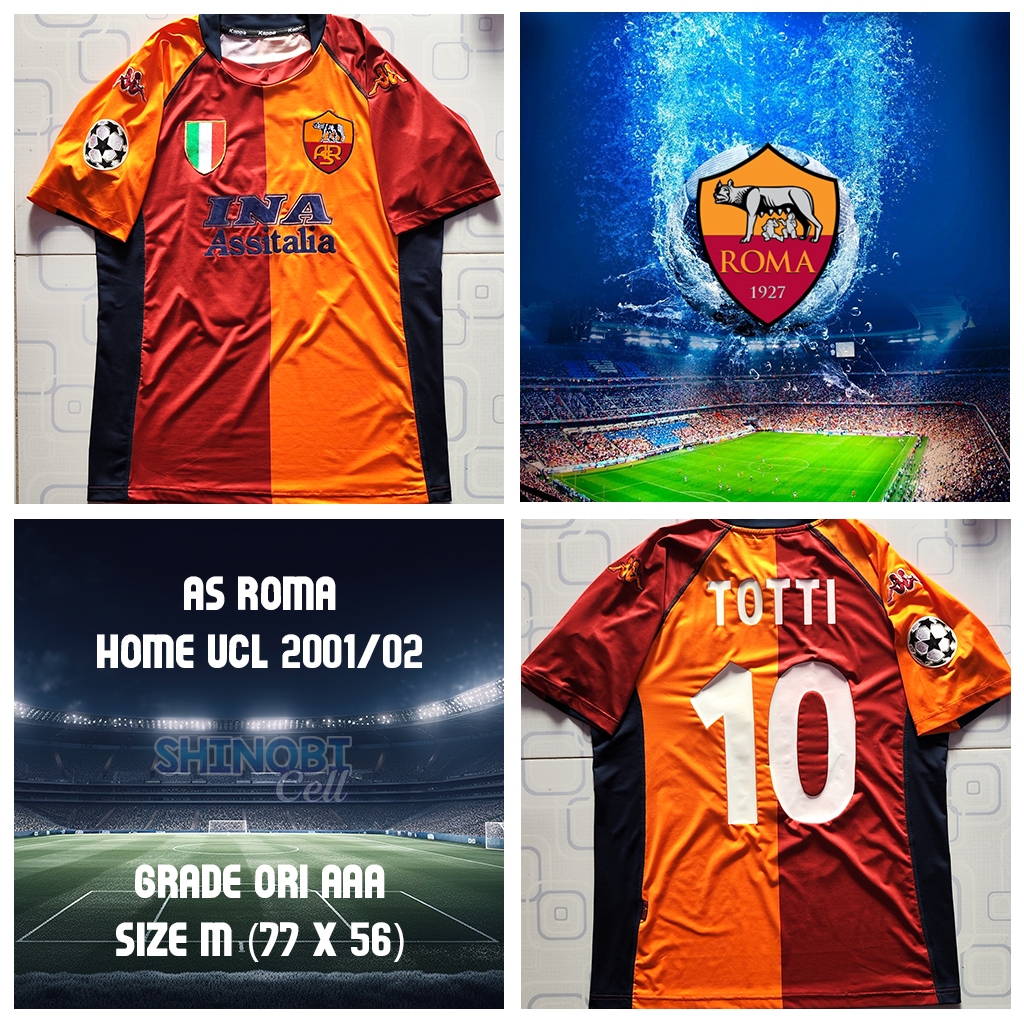 Jersey AS Roma UCL 2001 / 02 TOTTI #10 Size M