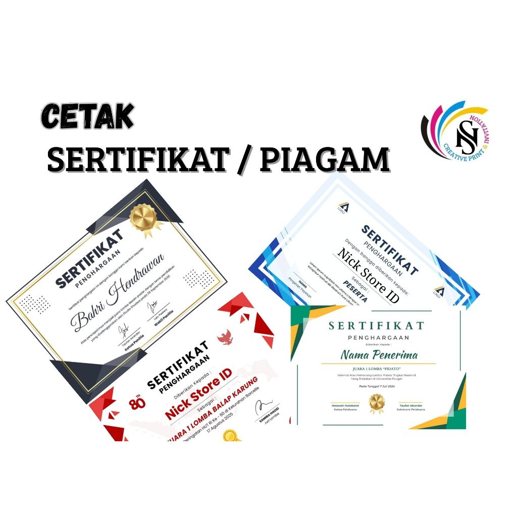 

Cetak Sertifikat-Piagam | Ukuran A4 | Free Design
