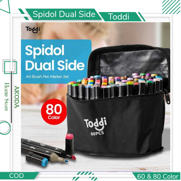 

Toddi Spidol Dual Side Fine Art Brush Pen Art Marker Set 48, 60 & 80 Color - HL270