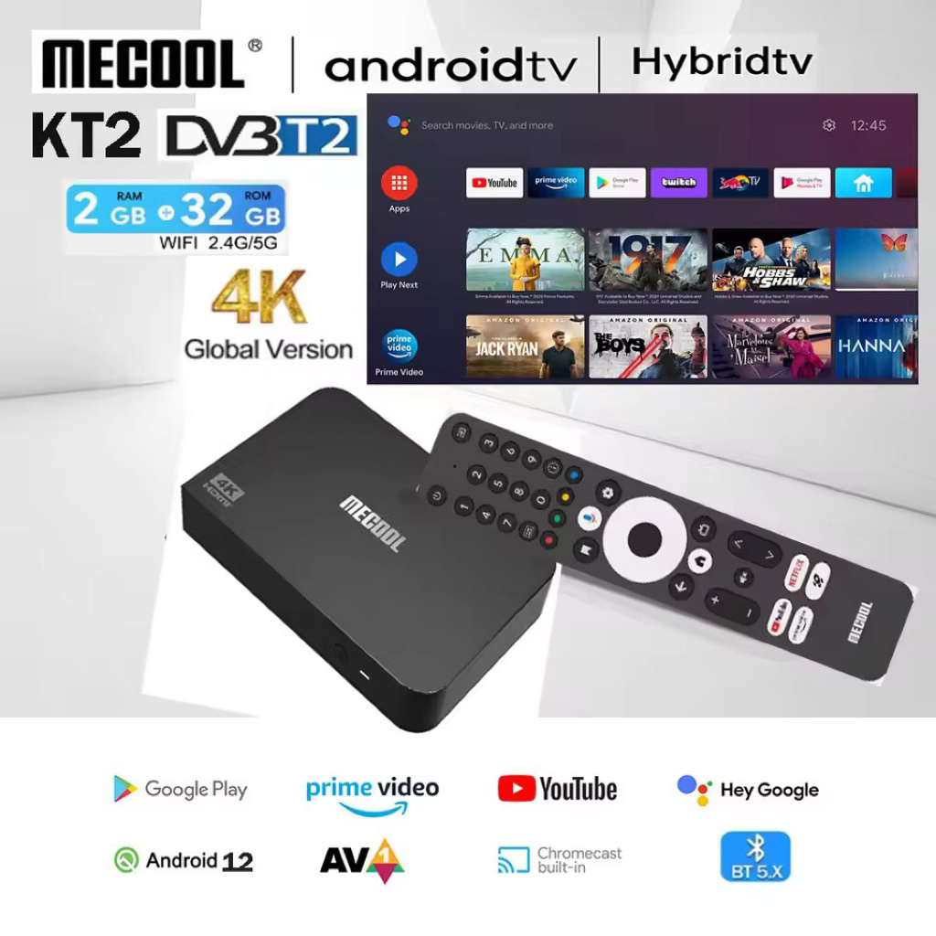 MECOOL KT2 android box tv + dvb t2 set to box