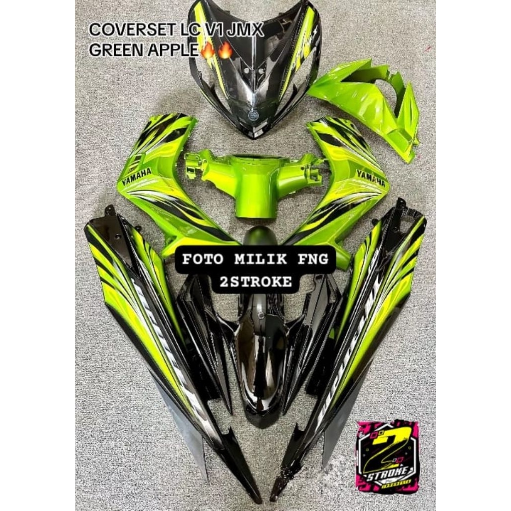 fullset cover bodi halus Yamaha Jupiter MX old 135 lama decal custom warna hijau hitam model Malaysi