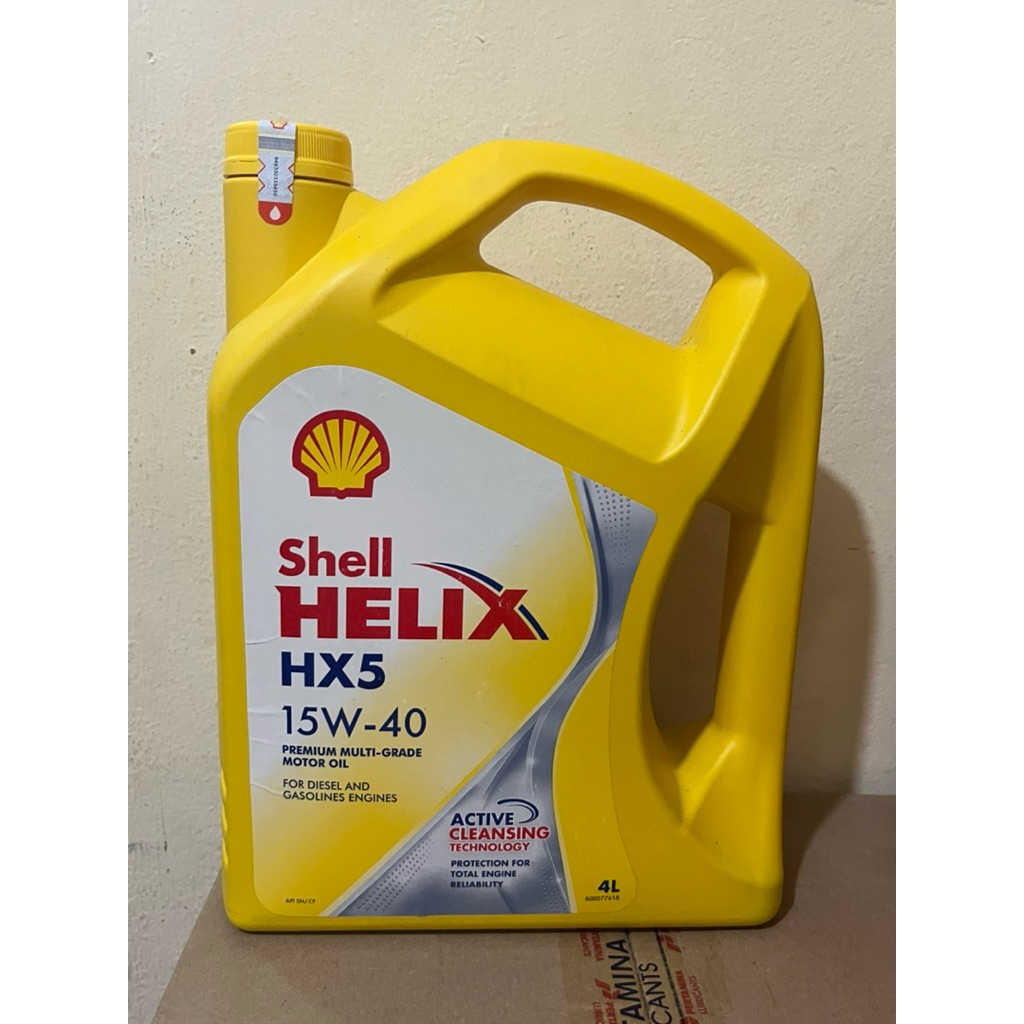 OLI/OIL SHELL HELIX HX5 SAE 15W-40 (4LITER) PELUMAS OIL MESIN MOBIL BENSIN CAYLA SIGRA AVANZA XENIA 