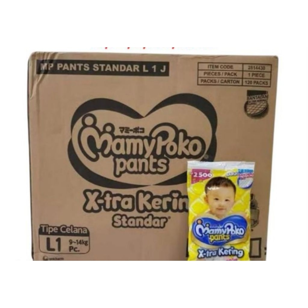 Pampes MamyPoko Pants X-tra Kering Ukuran L, 1 Dus/Kotak 12 Renteng