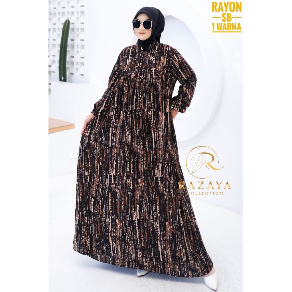 Gamis Rayon Premium Busui Motif Abstrak - Razaya