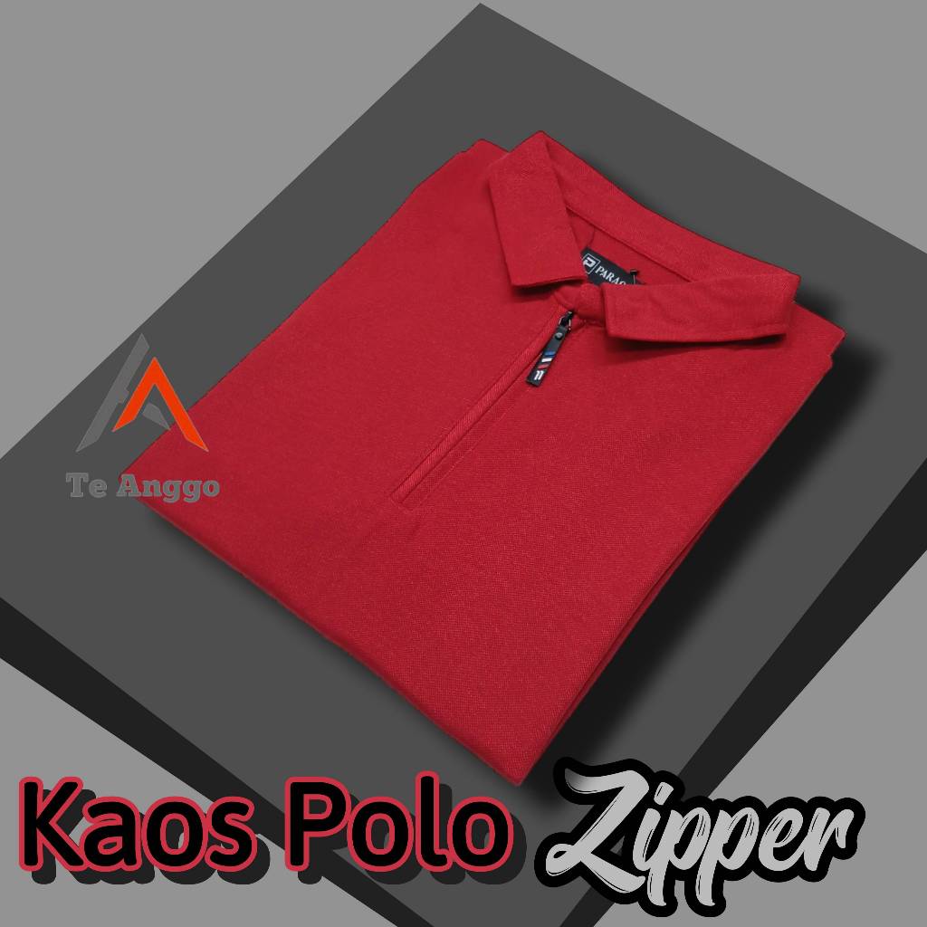 Polo Shirt Zipper Slimfit Cokelat Kaos Berkerah Lengan Pendek Shirt Polo Kaos Zipper Pria