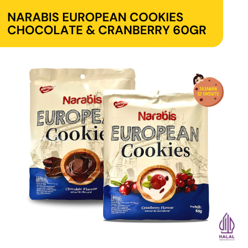 

Naraya Narabis European Cookies Chocolate, Cranberry Flavour 60gr Snack Viral Halal