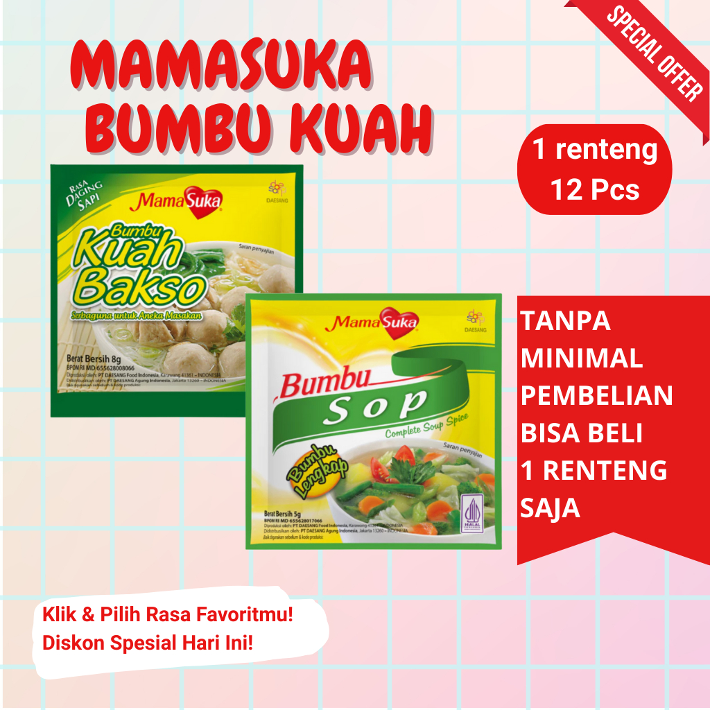 

Mamasuka Bumbu Kuah Bakso & Sop – Sachet Renteng