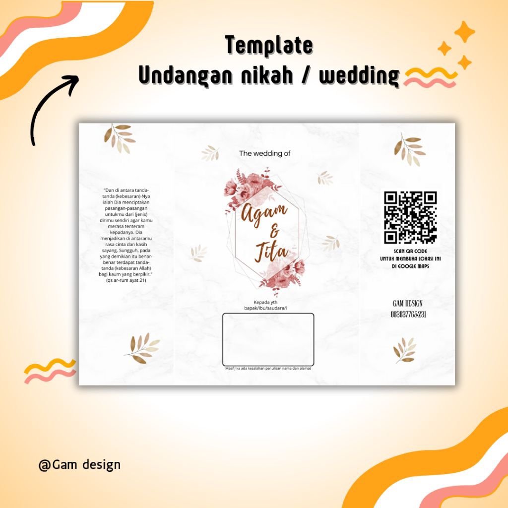 undangan lipat 3 keceee simple