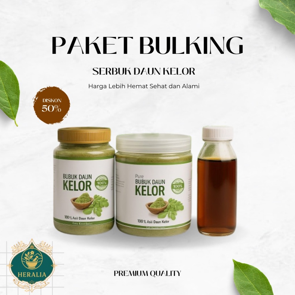

PROMO PAKET BULKING Bubuk Kelor Asli 100% Free Madu Hitam 60ml | Daun Kelor Herbal Alami Berat 150gram 250gram