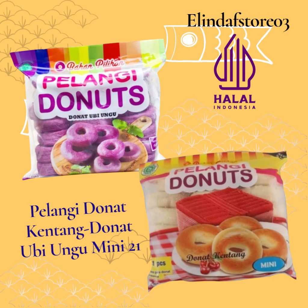 

PELANGI DONUTS Donat Pelangi | Donat Kentang / Donat Ubi Ungu Mini (21pcs) Super Lembut