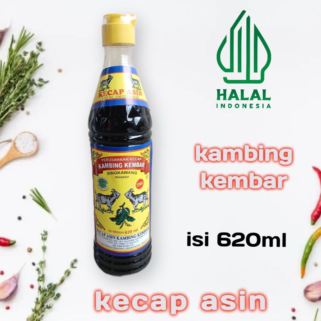 

Kecap asin botol plastik kambing kembar singkawang Kalimantan isi 620ml