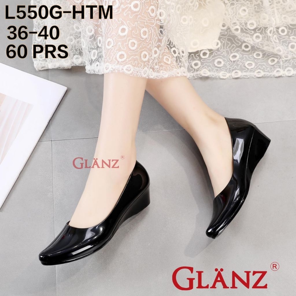 Sepatu Kerja Wanita / Jelly Shoes Wedges Glanzton Glossy
