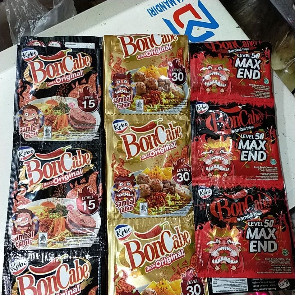 

bon cabe saset rencengan level 15/30/50 isi 12pcs/renceng