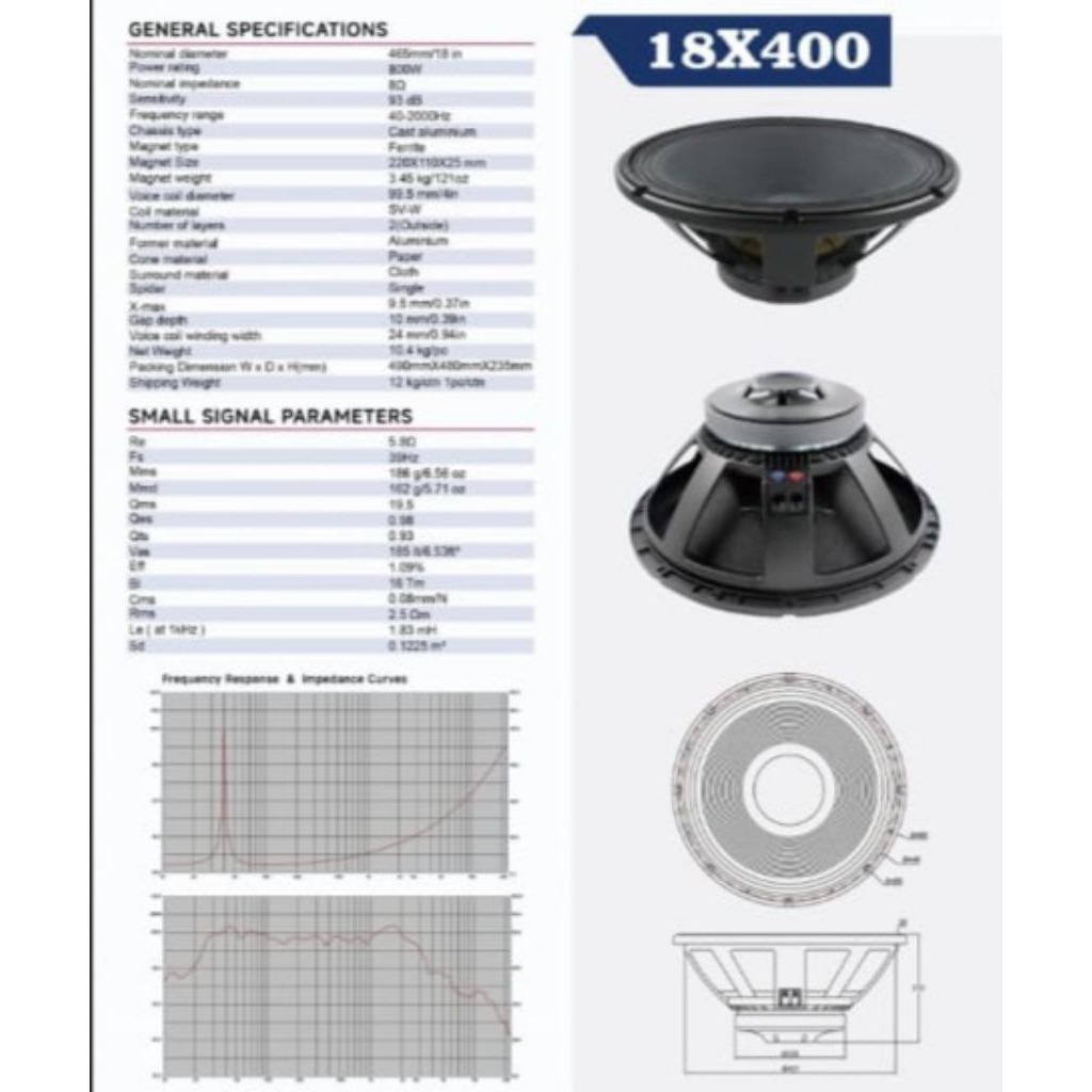 Speaker 18X400 18" Inch Coil 4