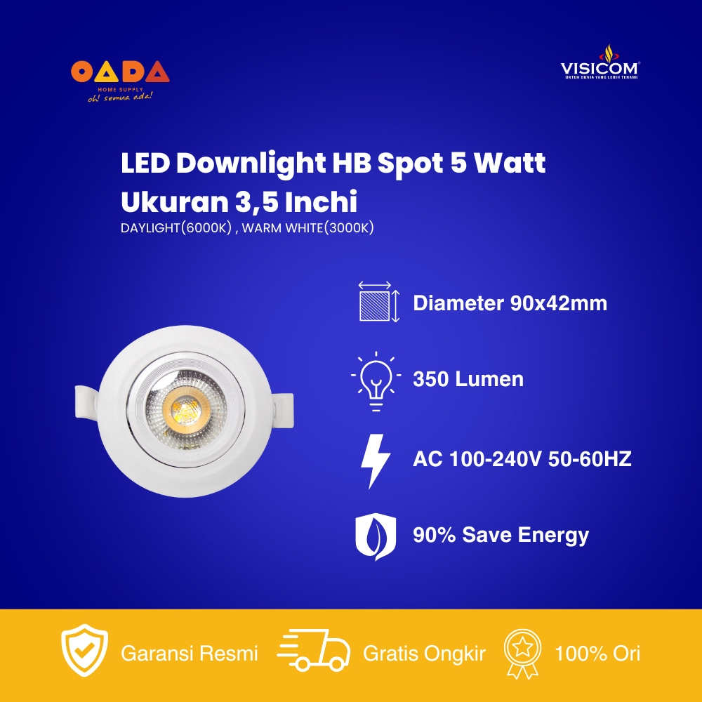 VISICOM Lampu LED Downlight Spotlight 5W HB ORI