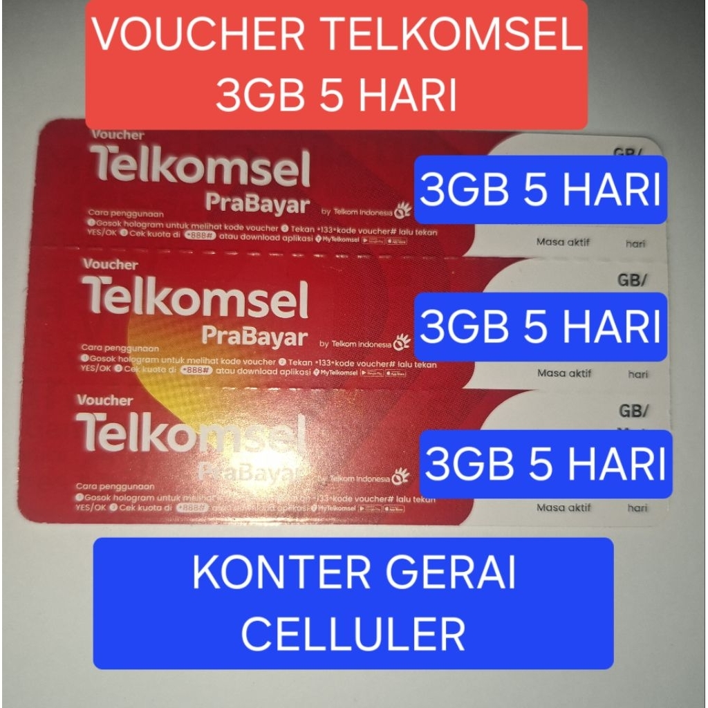 VOUCHER TELKOMSEL 3GB 5 HARI