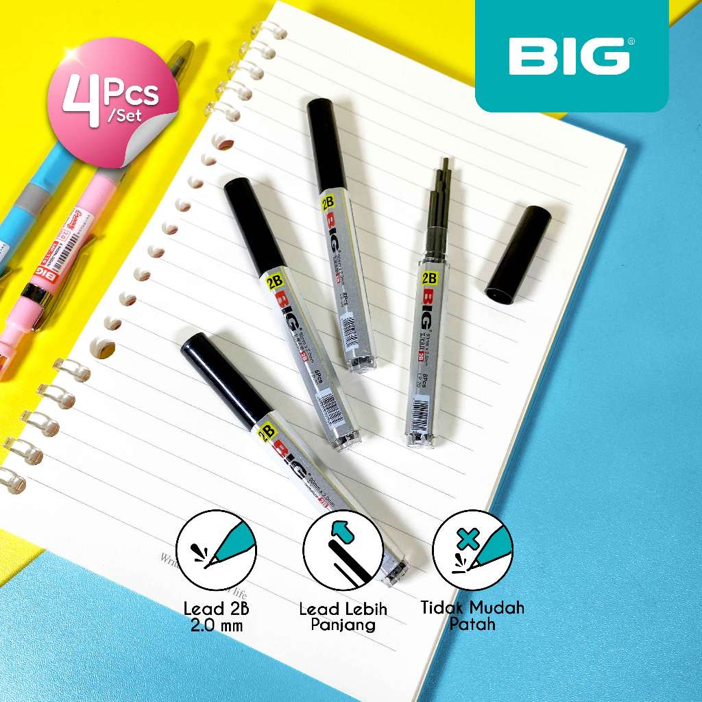 

4 Tube BIG isi Pensil Mekanik Lead Refill 2.0 mm LP-20