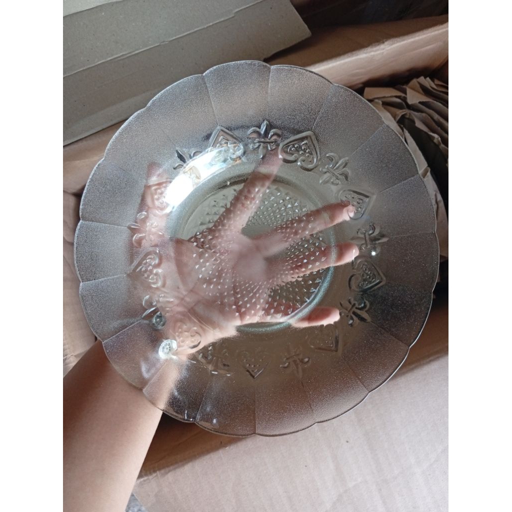 1 Lusin - 12 Pcs - Piring Bening/ Piring Kaca/ Piring Makan