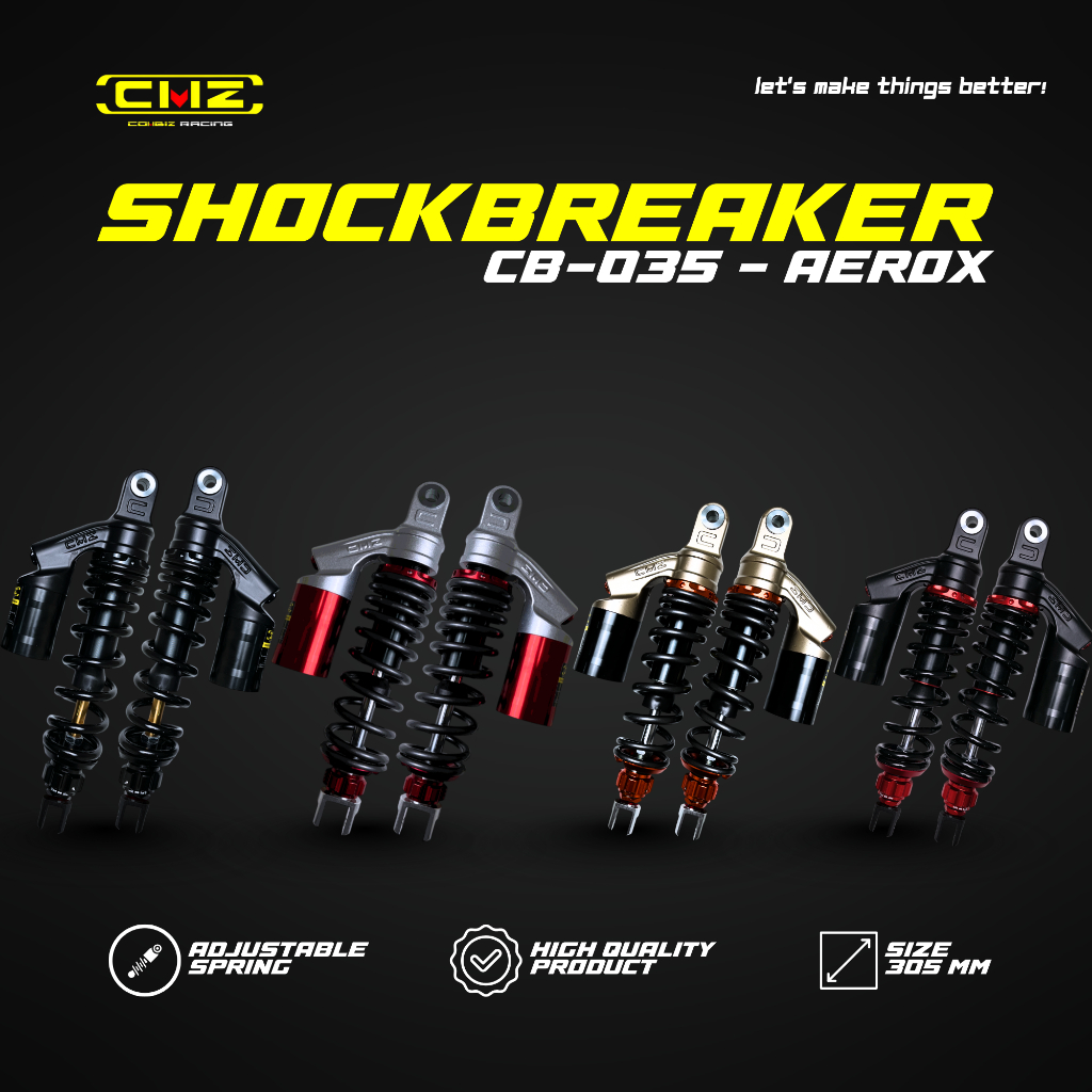 CMZ SHOCKBREAKER AEROX 305MM SKOK BELAKANG MOTOR TABUNG ATAS