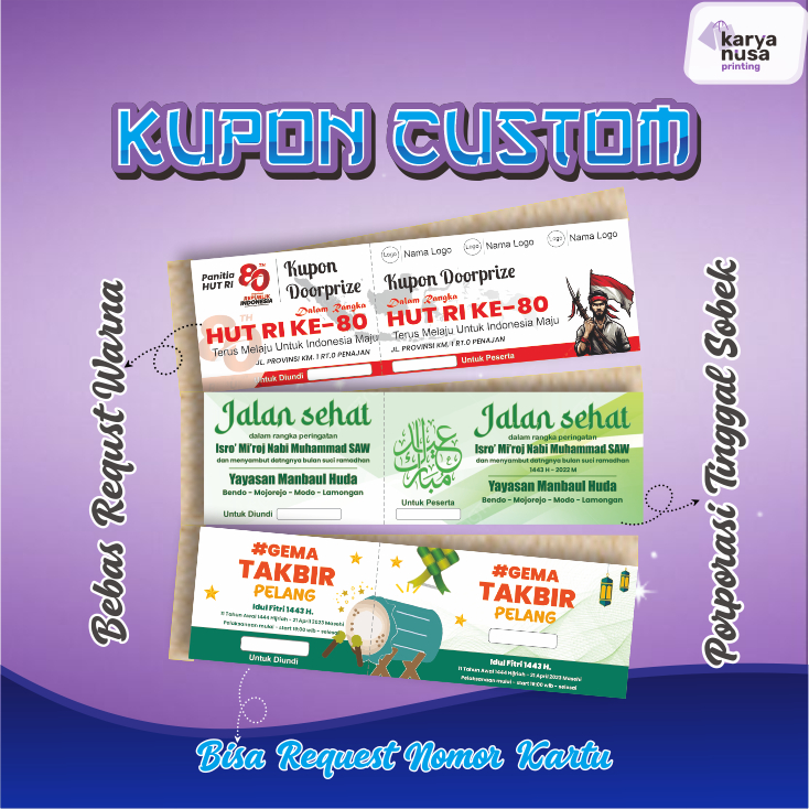 Kupon Doorprize Kupon Jalan Sehat & Voucher Segala Event - Premium Double Porporasi Cover Kissing - 