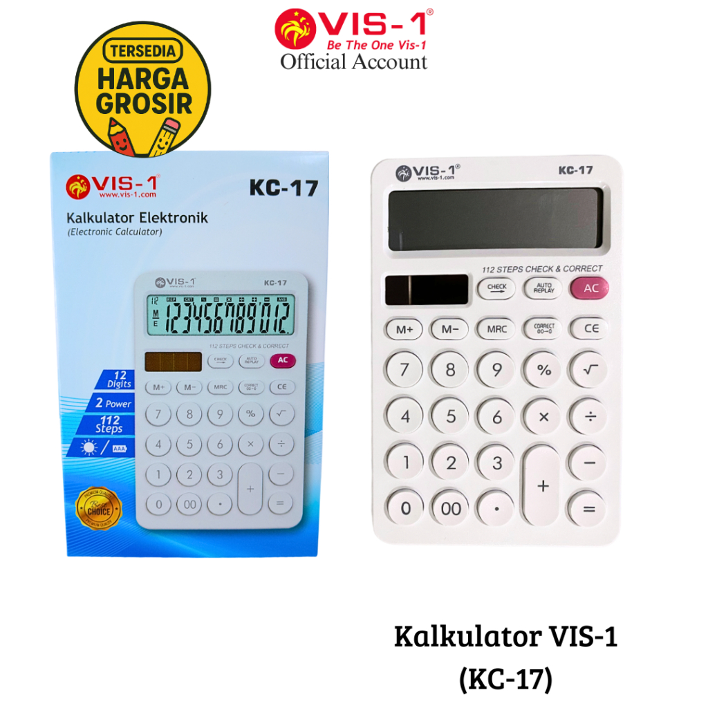 

VIS-1 Kalkulator 12 Digit kode KC-17 / Alat Hitung / Calculator