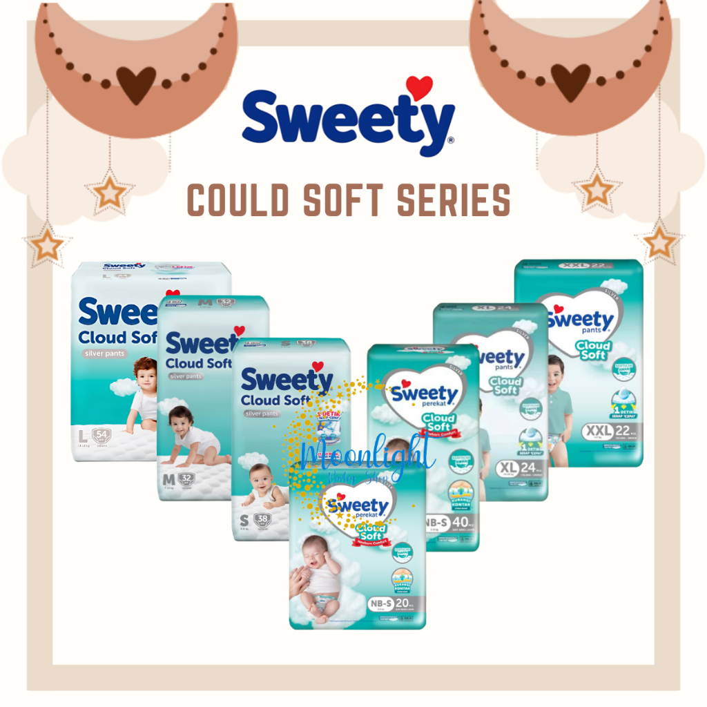 Sweety Silver Soft Cloud Pants Perekat Popok Bayi Perekat NBS40/S36/M32/L26/XL24/XXL22
