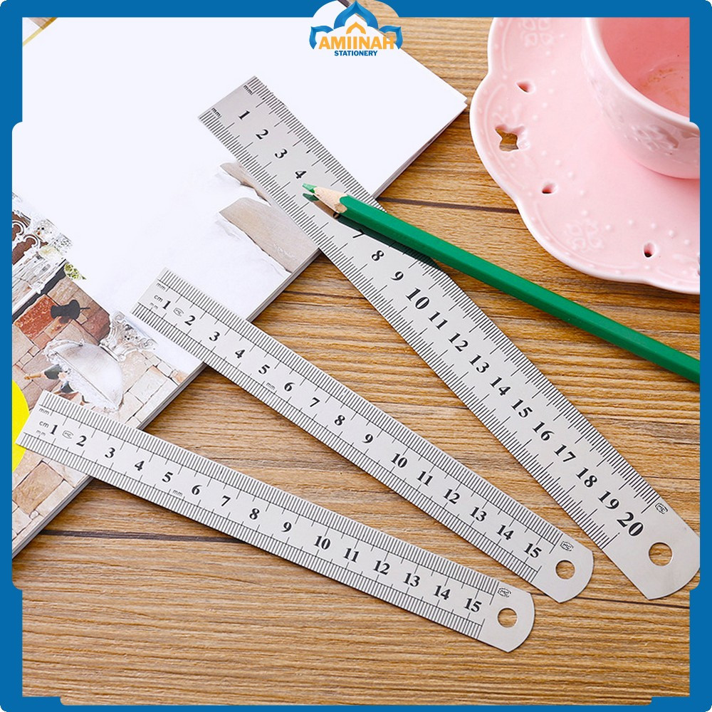 

Penggaris Besi 30CM Peralatan Sekolah / Ruler 15CM Penggaris Stainless Alat Ukur Serbaguna Amiinah Stationery A107