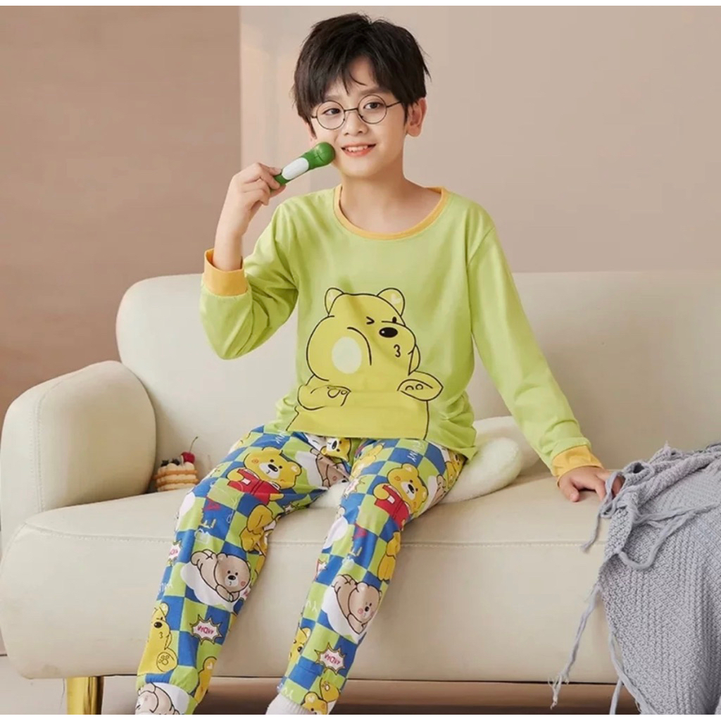 PIYAMA GREEN_PIYAMA ANAK UNISEX_PIYAMA ANAK CEWEK_PIYAMA ANAK COWOK_PIYAMA ANAK CEWEK IMPORT_PIYAMA 