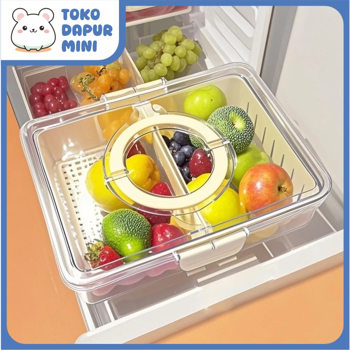 Food Container Kulkas Storage Toples Box Persegi Kontainer Kulkas Wadah Dengan Sekat Untuk BuahSayur