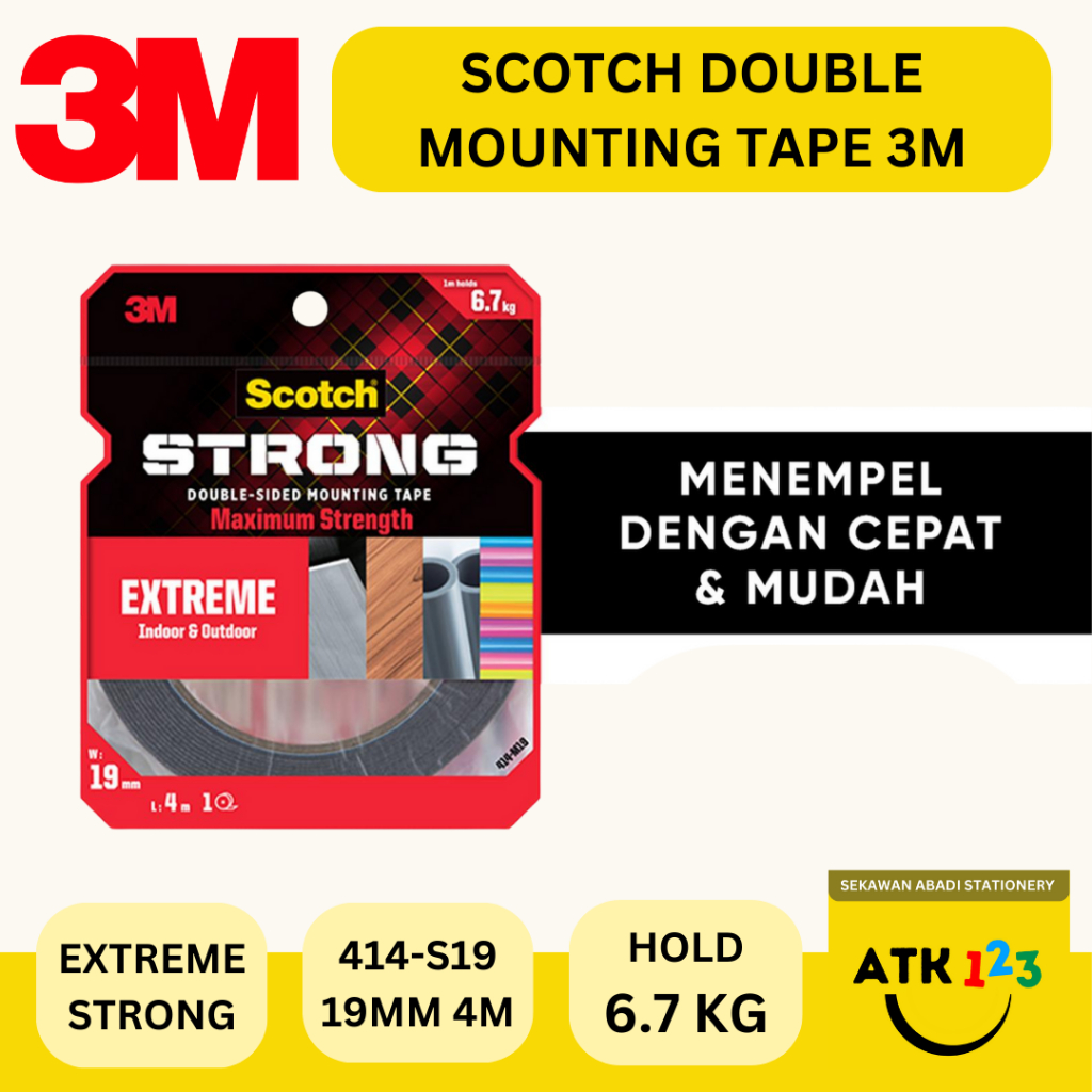 

3M Scotch Double Sided-Mounting Tape 414-M19 EXTREME STRONG 19mm X 4meter