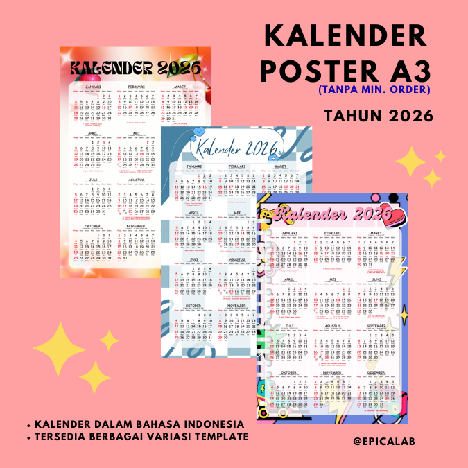 

[A3+] Kalender Poster - Kalender 2026 12 bulanan