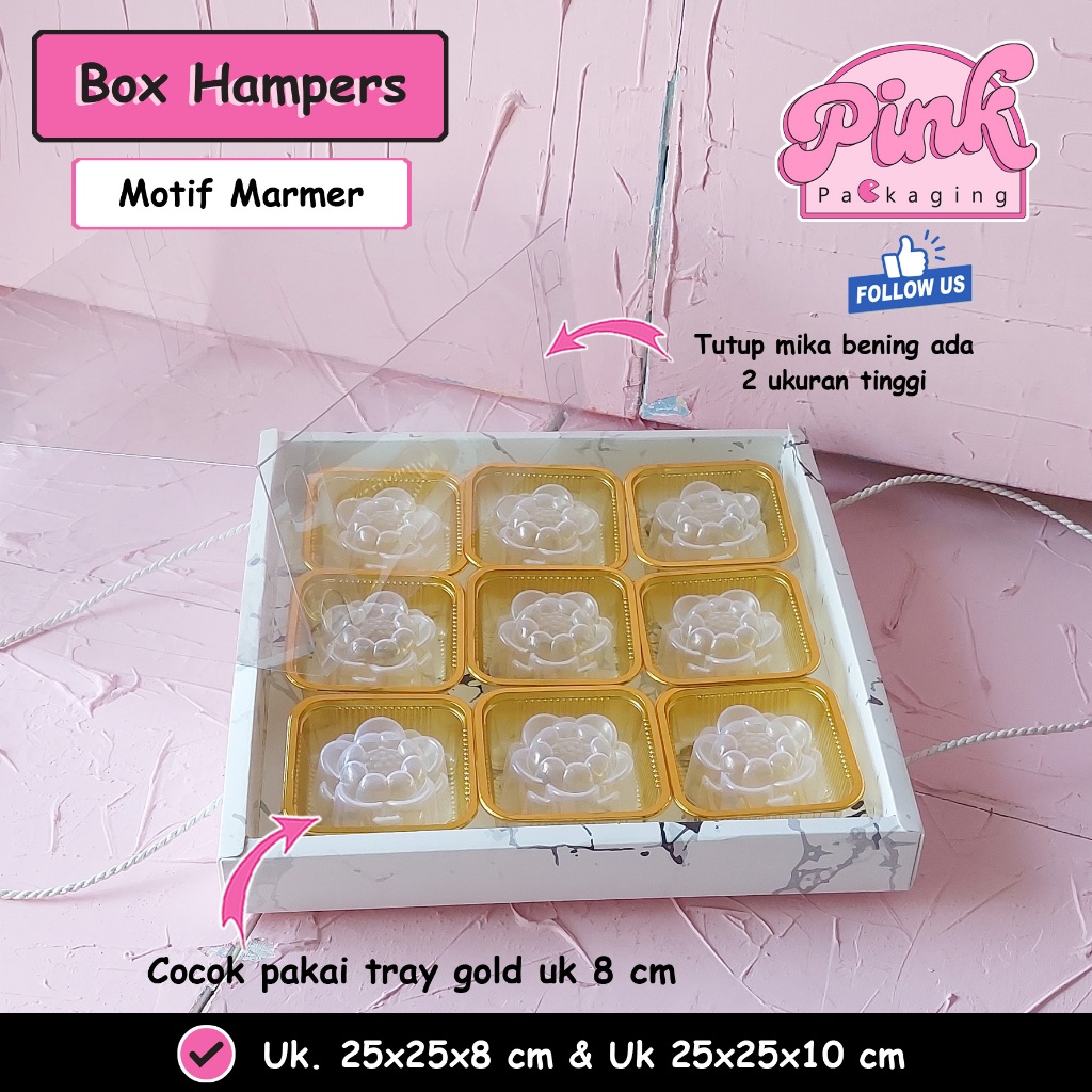 

Box Mika Tali Hampers Ivory Marmer 25x25x8 Dus Pie Cup Cake Tart Puding Hampers Natal Idul Fitri