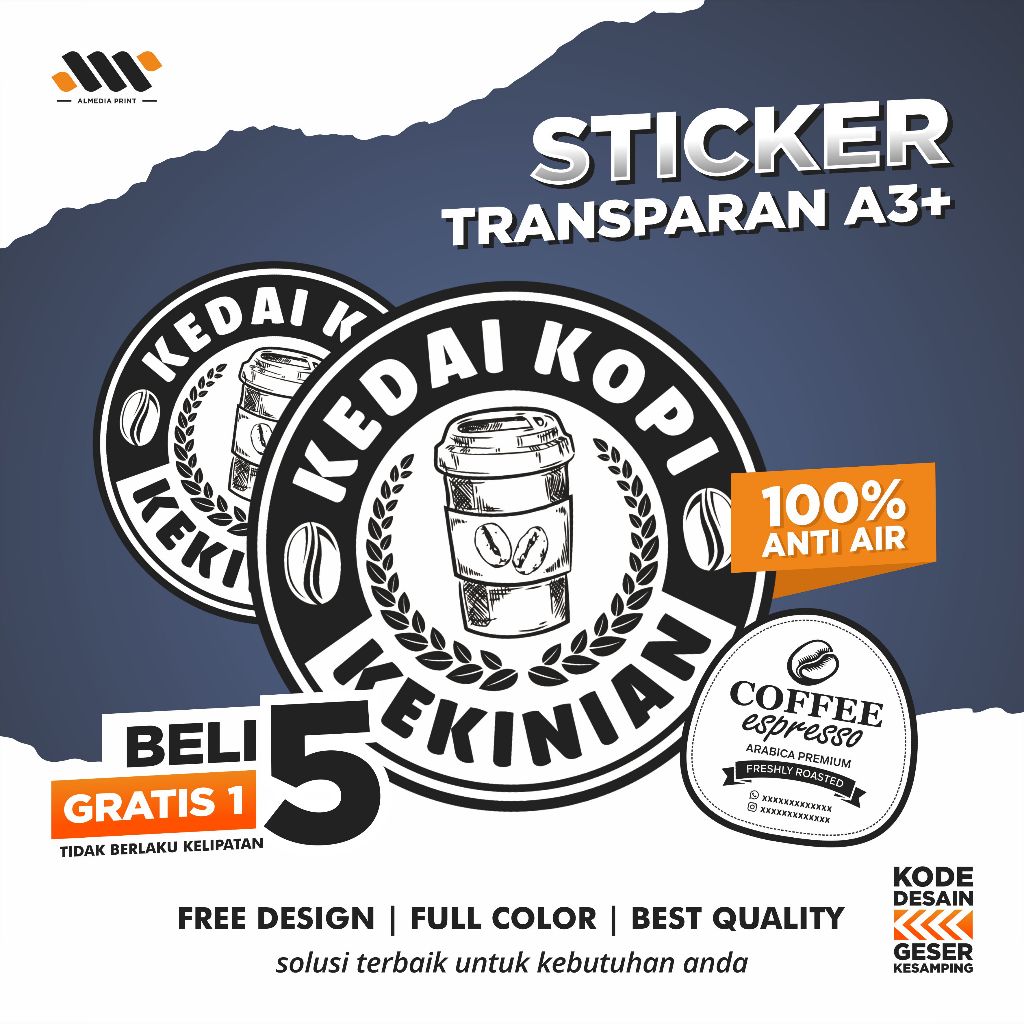 

Cetak Sticker Stiker Label Kemasan Transparan Perlembar A3+ (GRATIS DESAIN)