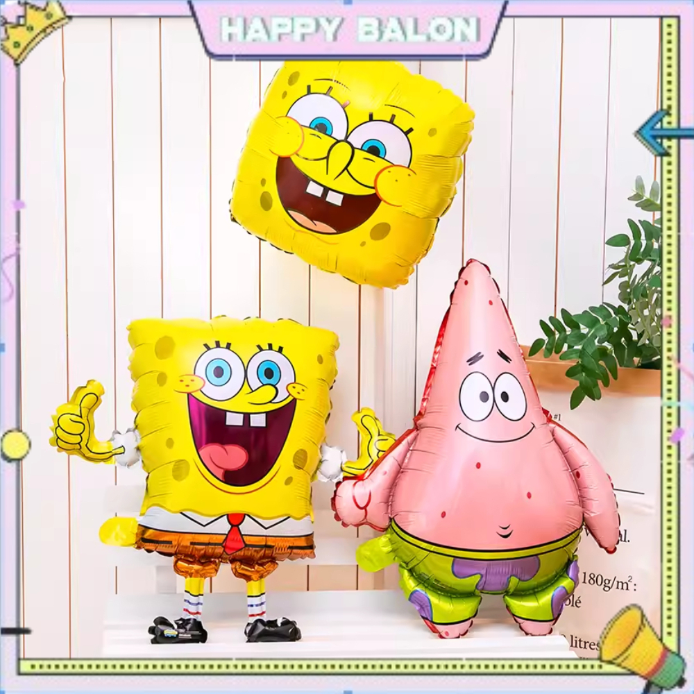 Balon Foil Jumbo Spongebob Patrick / Bulat Happy Birthday Spongebob Squarepants / Balon Karakter Spo