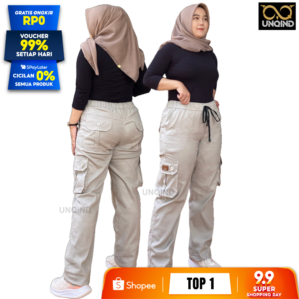 PREMIUM UNQIND - CELANA CARGO WANITA JUMBO TWILL STRETCH - CELANA PANJANG WANITA JUMBO MELAR
