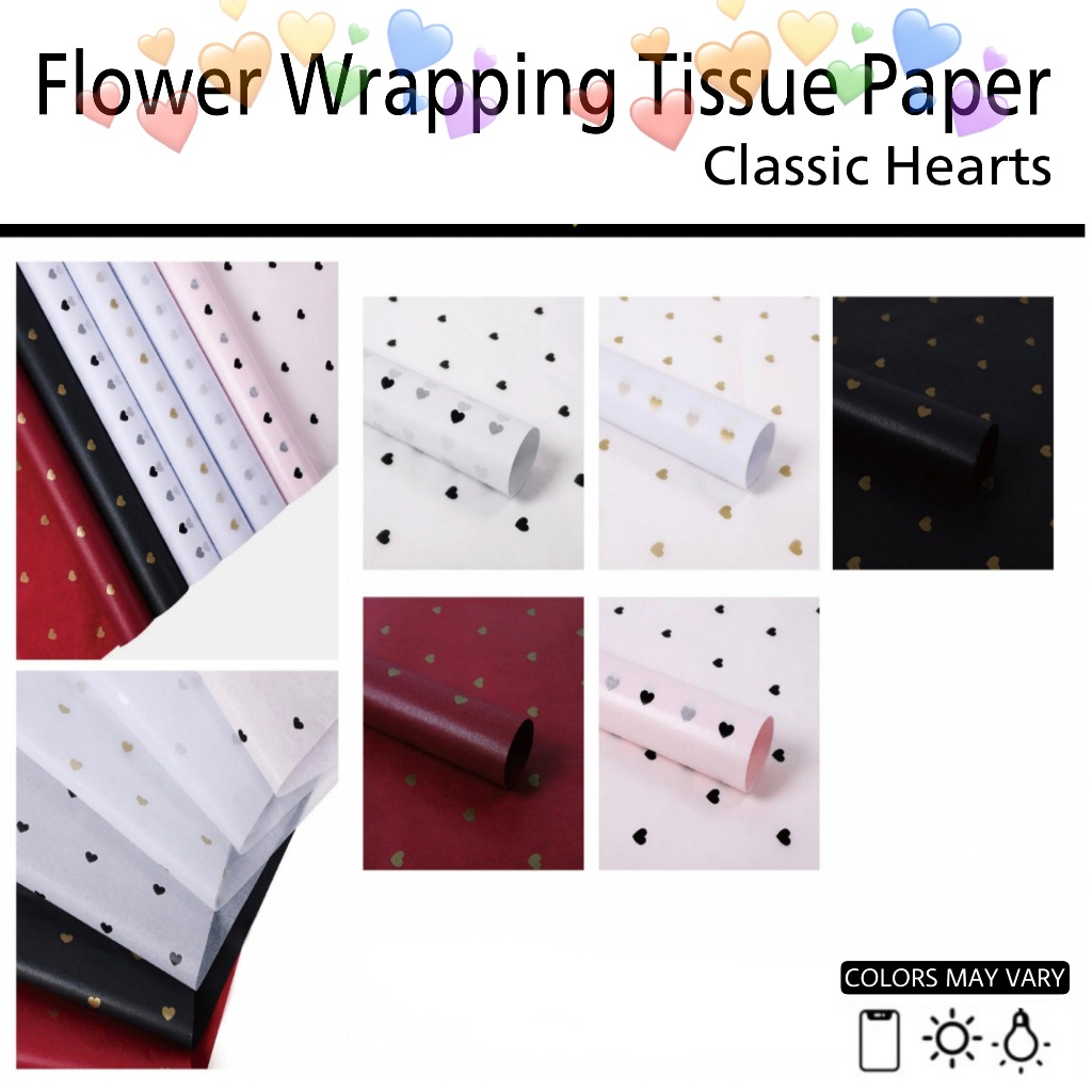 

( 1 Pak - 20 Lembar ) CLASSIC HEARTS - KERTAS KADO / GIFT WRAPPING PAPER - TISSUE CLASSIC PAPER