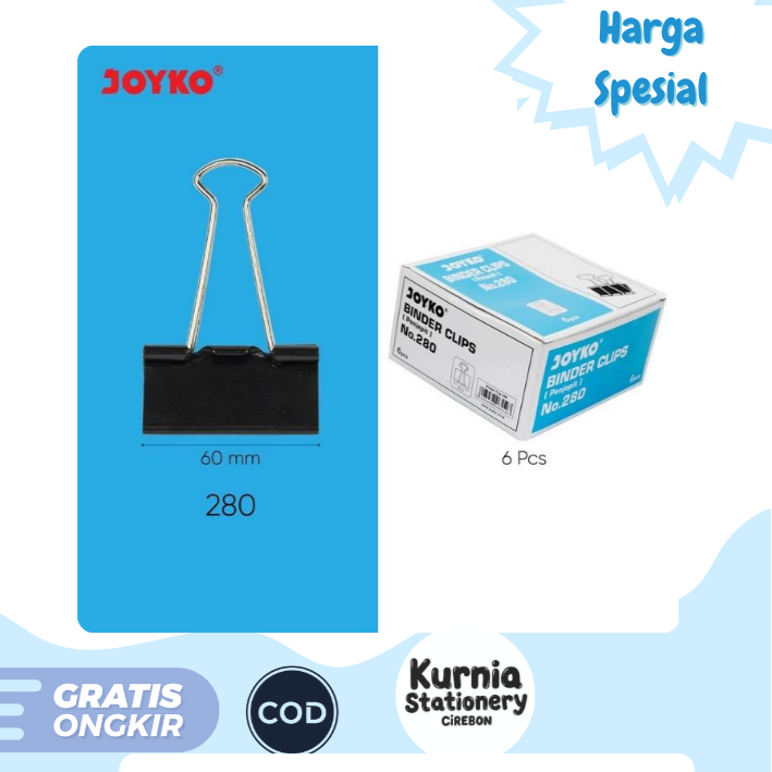 

Joyko Binder Clips No. 280 & No. 300 / Binder Klip /Klip Jepitan (1 Pack)