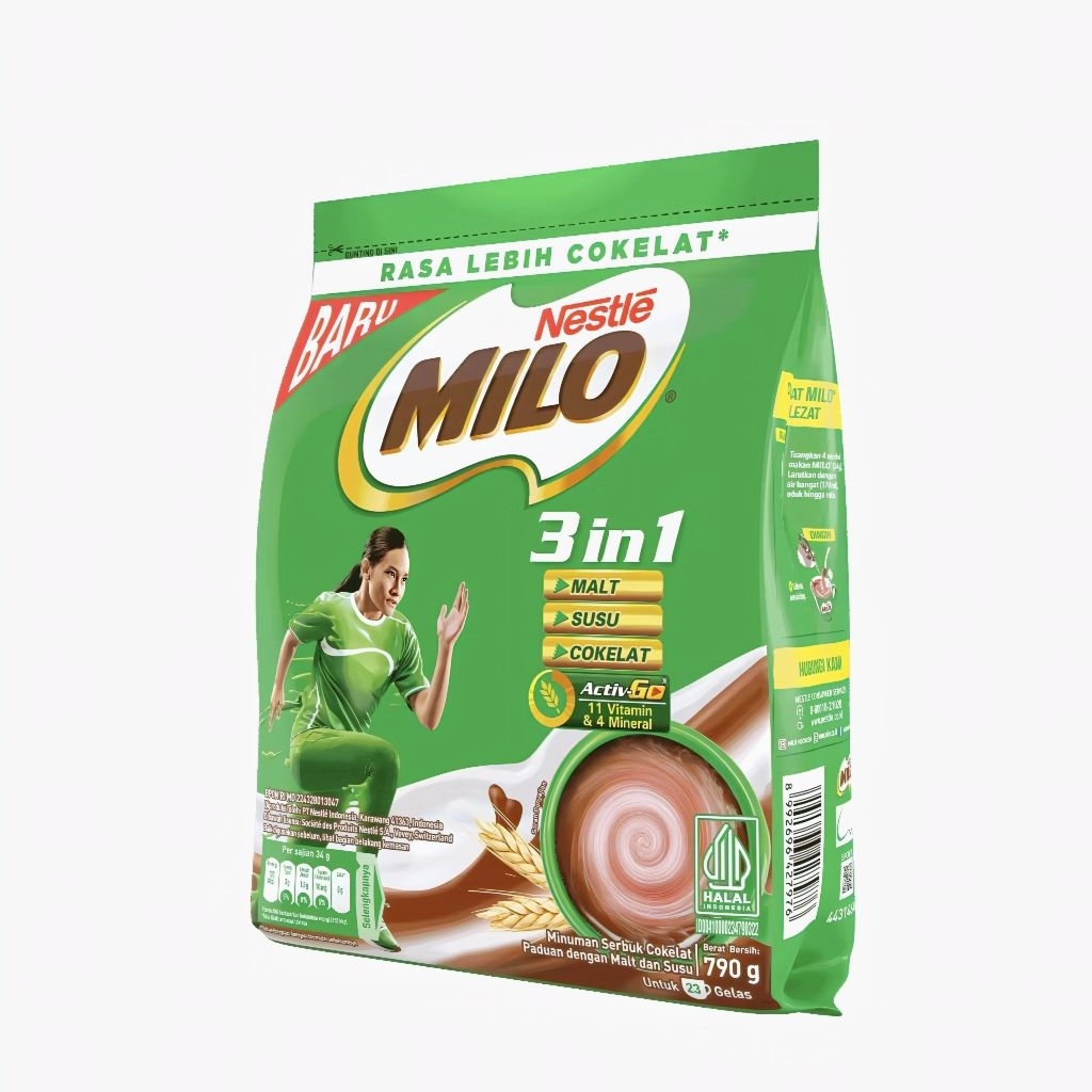 

Nestle Milo Susu Bubuk 3in1 Malt, Susu, & Cokelat 790 gr