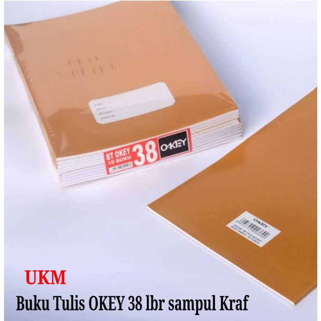 

1pack-10buah Buku Tulis Pendek Sampul Coklat Kraft Isi 38 Lembar merek Okey