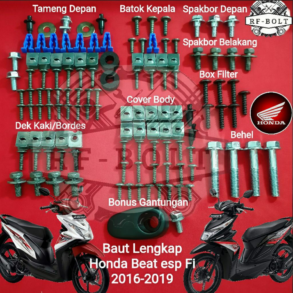 Baut Bodi Lengkap Honda New BeAT esp Fullset/ Baud Fullbody Honda Beat ECO 2016 - 2019